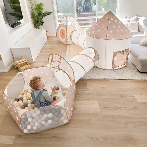 Tiny Land® Discovery 5-in-1 Play Tunnel for babies, showcasing angle 3 view, perfect for fun and exploration.