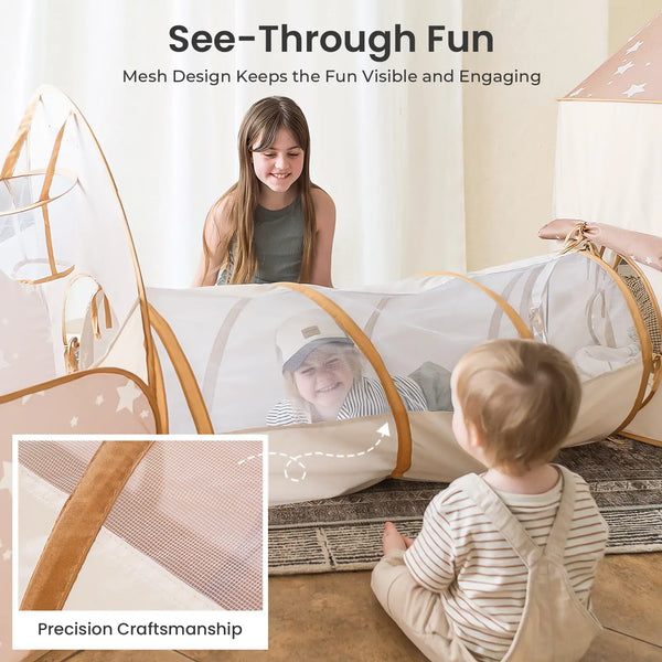 Tiny Land® Adventure 3-in-1 Play Tunnel & Ocean Ball Set for babies and kids, shown from angle 5.