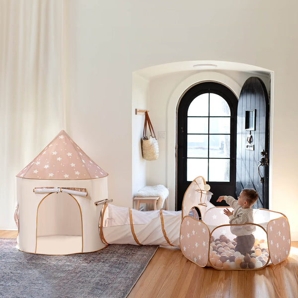 Tiny Land® Adventure 3-in-1 Play Tunnel & Ocean Ball Set for babies, colorful and fun for active playtime.