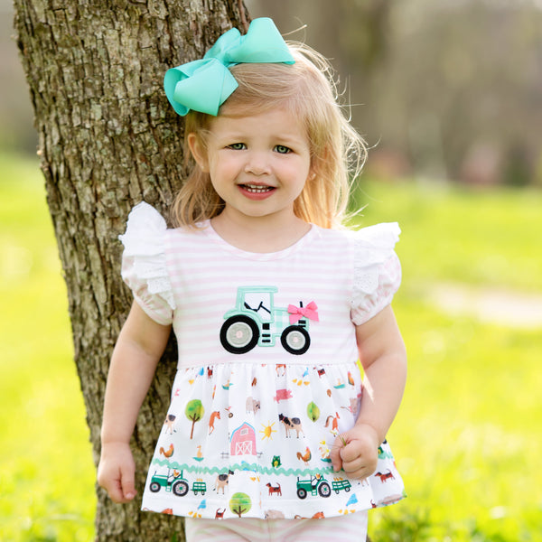 Girls Tractor Romper