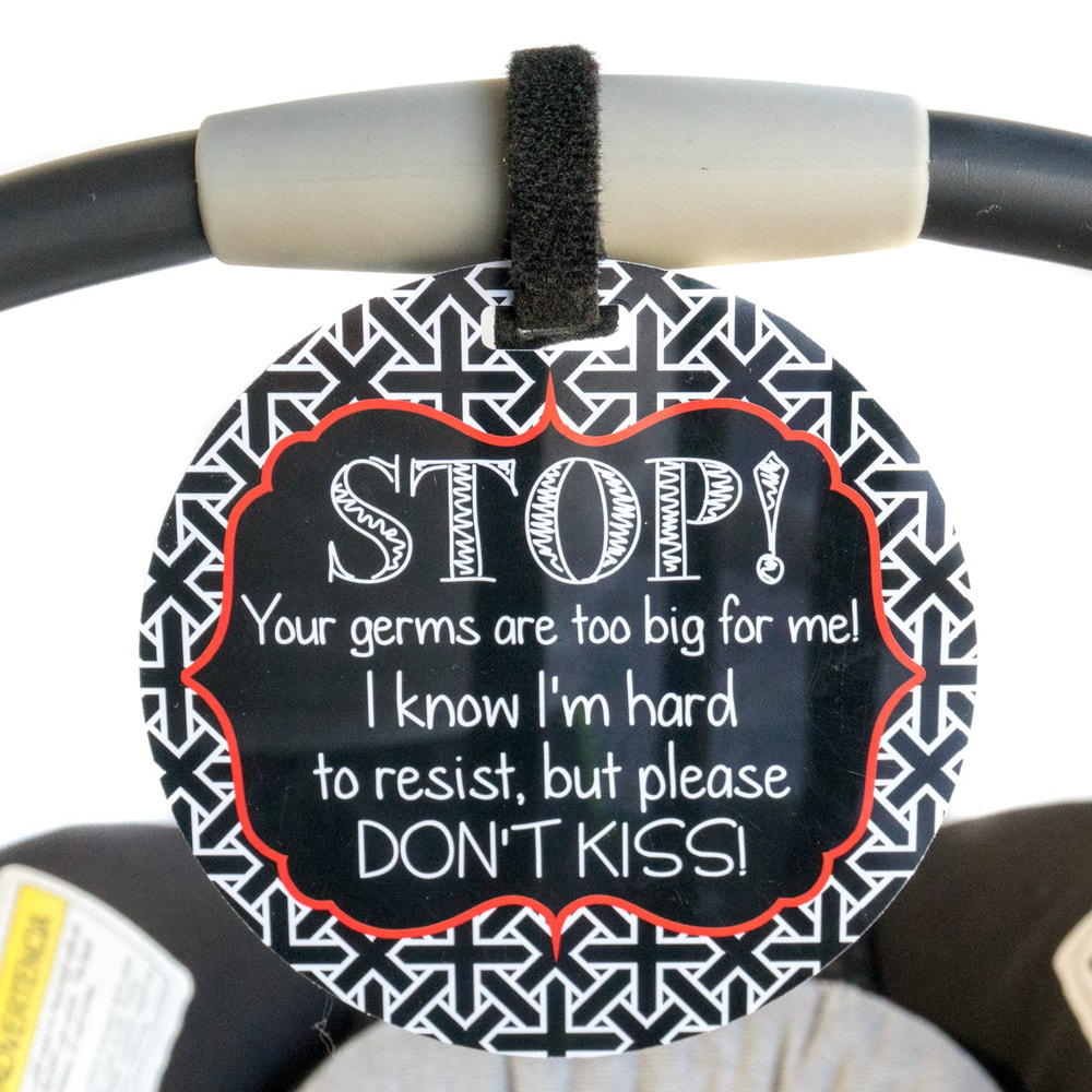 No Kissing A Newborn Car Seat and Stroller Tag