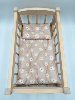 Doll Bedding Set - Taupe Daisy
