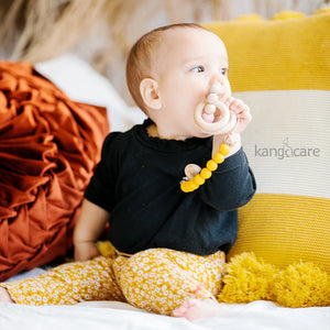 Kanga Care Silicone & Wood Paci Clip - Saffron