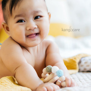 Kanga Care Silicone & Wood Teething Ring - Crocheted - Moss