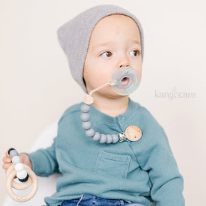 Kanga Care Silicone & Wood Paci Clip - Graphite