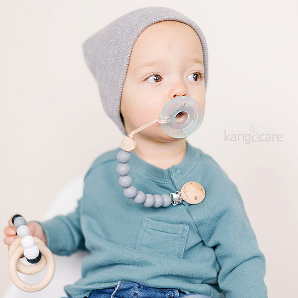 Kanga Care Silicone & Wood Paci Clip - Graphite