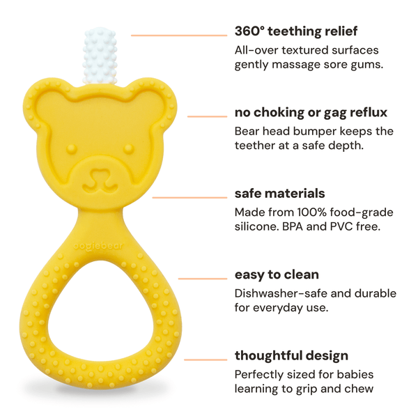 oogiebear baby 360° Teether bear head food-grade silicone