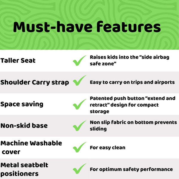 BubbleBum Teleport Backless Booster Car Seat, Kids Booster Seat for Car 40-100 lbs, Telescopic Portable Carseat, Ideal for Everyday Use and Foldable for Travel, - Black✔️