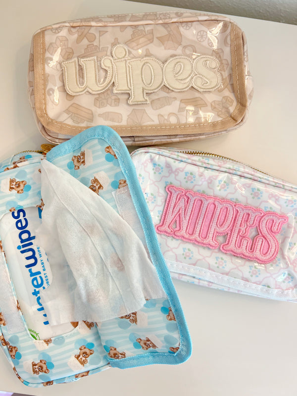 Clear coat wipes pouch travel bag at angle 7, perfect for on-the-go baby care essentials.