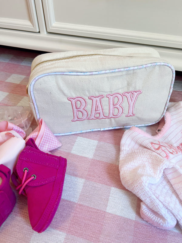 Large canvas travel bag for babies, shown at angle 8, perfect for outings and storage.