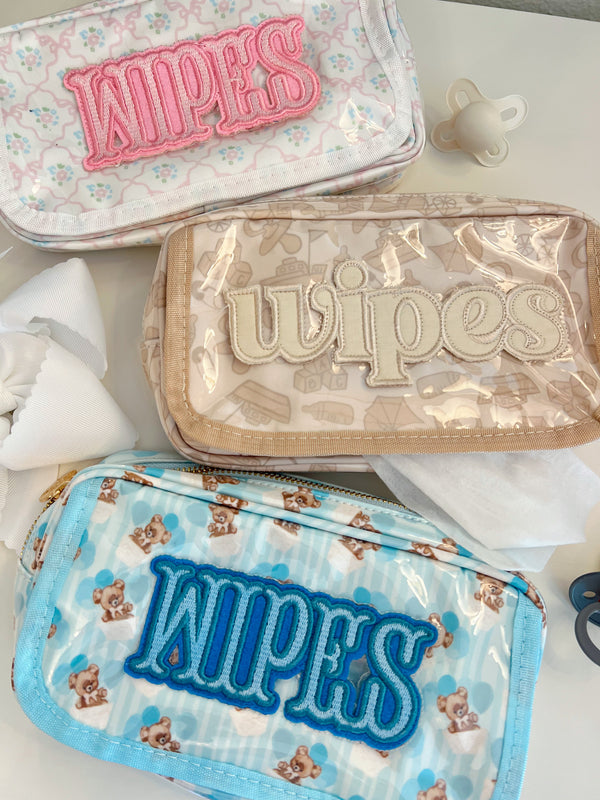 Clear coat wipes pouch travel bag at angle 11, perfect for on-the-go baby care.