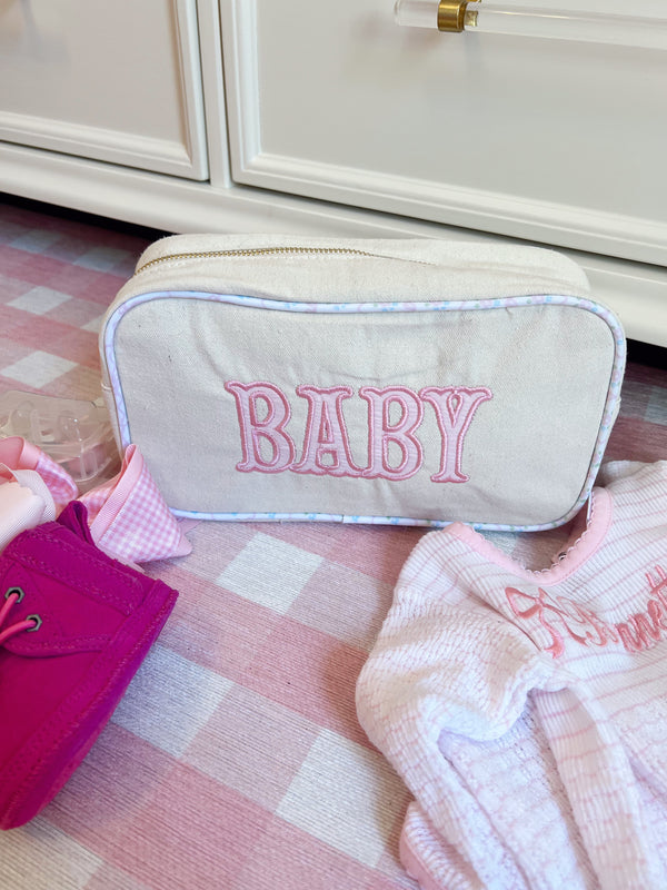 Large canvas travel bag for babies, shown at angle 9, perfect for outings and storing baby essentials.