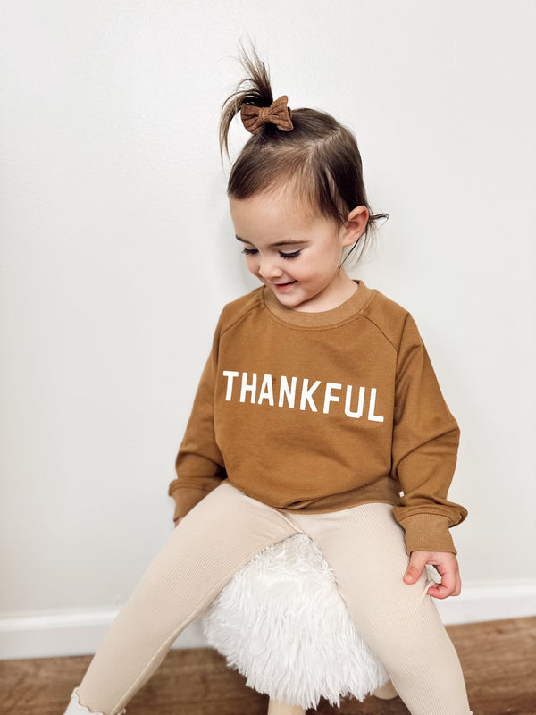Thankful Organic Cotton Crewneck Sweatshirt - Cream or Brown