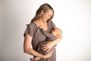 Ribbed Cocoa Brown Mommy Labor and Delivery Nursing Hospital Gown