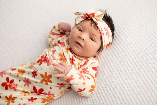 70s Groovy Flower Knotted Newborn Gown