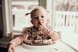 Floral Silicone Bib with Crumb Catcher