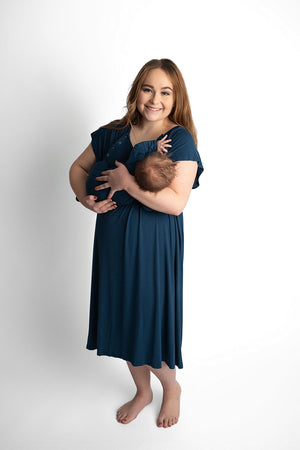 Navy Blue Mommy Labor and Delivery Nursing Hospital Gown