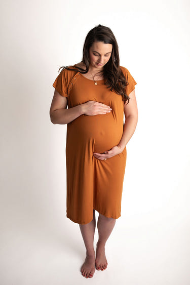 Saddle Tan Mommy Labor and Delivery Nursing Hospital Gown