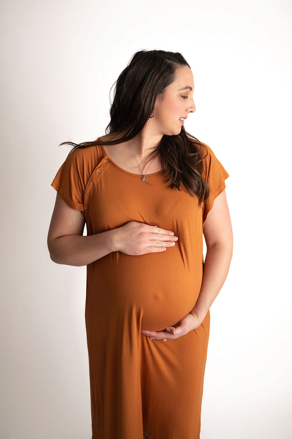 Saddle Tan Mommy Labor and Delivery Nursing Hospital Gown