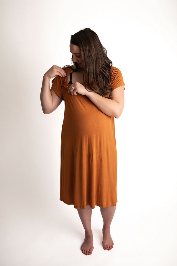 Saddle Tan Mommy Labor and Delivery Nursing Hospital Gown
