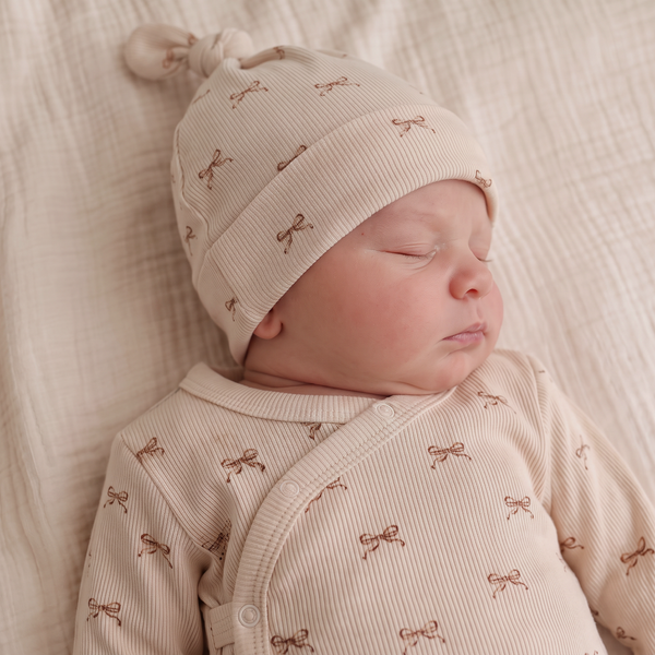 Organic Kimono Infant Sleep Gown - Tiny Bows