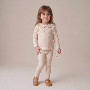 Organic Ruffle Collar Top & Legging Set - Tiny Bows