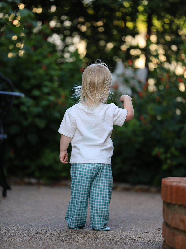 Western Plaid Horse Embroidery Boy Pants Set
