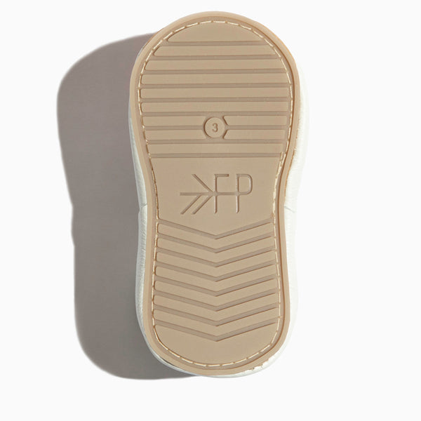 Toasted Bright White T-Bar Baby Shoe from angle 5, perfect for stylish and comfortable infant footwear.
