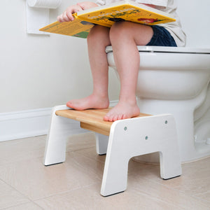 Multi-purpose 1-Step Wooden Stool for Kids, perfect for potty training and reaching high places. Angle 14 view.