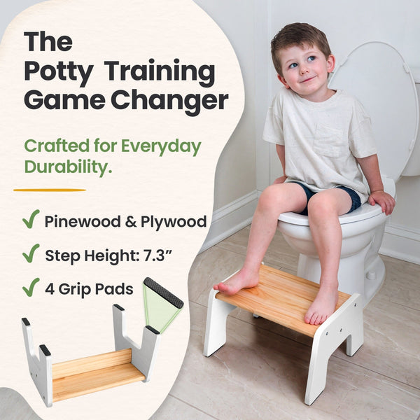 Wooden 1-Step Stool for Kids - Multi-Purpose Potty Training & Step Stool, shown at angle 12.