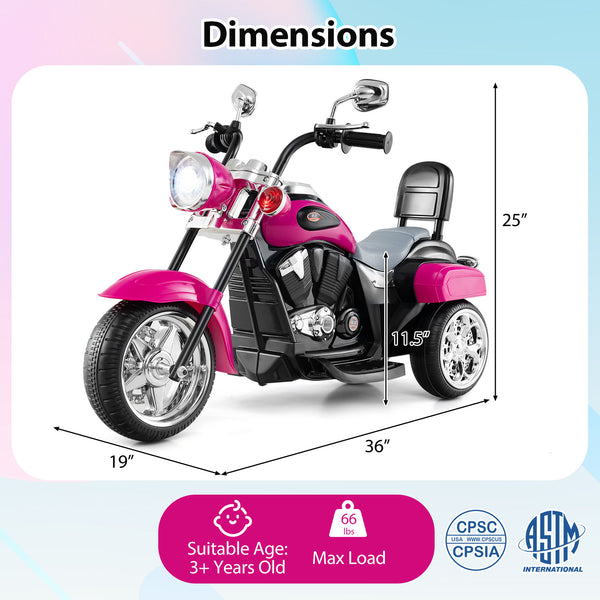 6V 3 Wheel Kids Motorcycle - Rechargeable for Kids - Electric Motorcycle