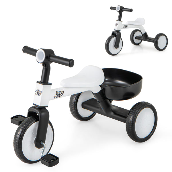 Toddler Convertible Trike with 86Â° Limited Steering Angle and Carbon Steel Frame