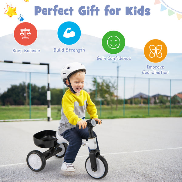 Toddler Convertible Trike with 86Â° Limited Steering Angle and Carbon Steel Frame
