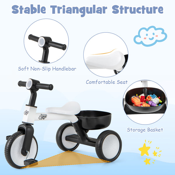 Toddler Convertible Trike with 86Â° Limited Steering Angle and Carbon Steel Frame