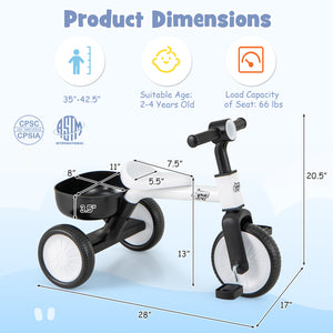 Toddler Convertible Trike with 86Â° Limited Steering Angle and Carbon Steel Frame