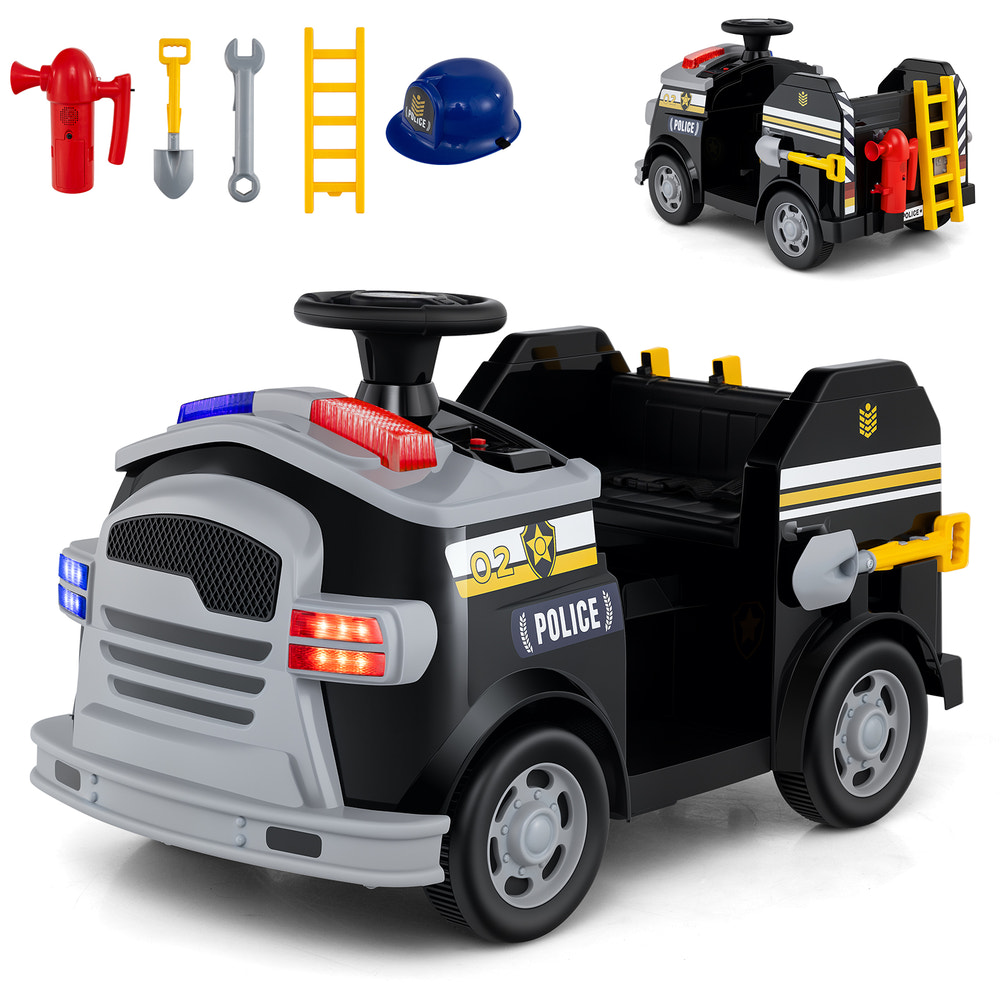 12V toddler fire toy car with shovel and wrench, perfect for ages 37-95 months, fun and engaging playtime experience.