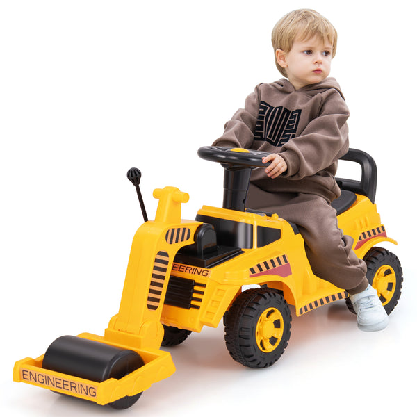 Toddler Ride on Car with Adjustable Roller and Under-Seat Storage