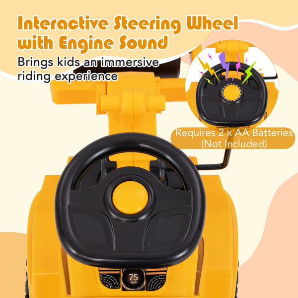 Toddler Ride on Car with Adjustable Roller and Under-Seat Storage