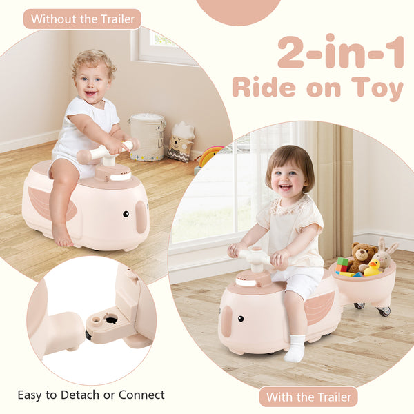 Toddler Ride on Toy with Trailer and Light Music - Educational for Kids