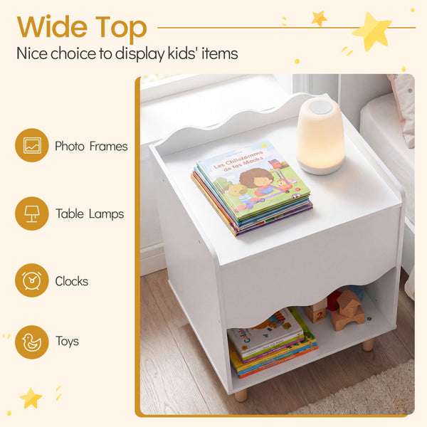 Toddler Scalloped Side Table with Wide Top & Open Compartment for Kids Room