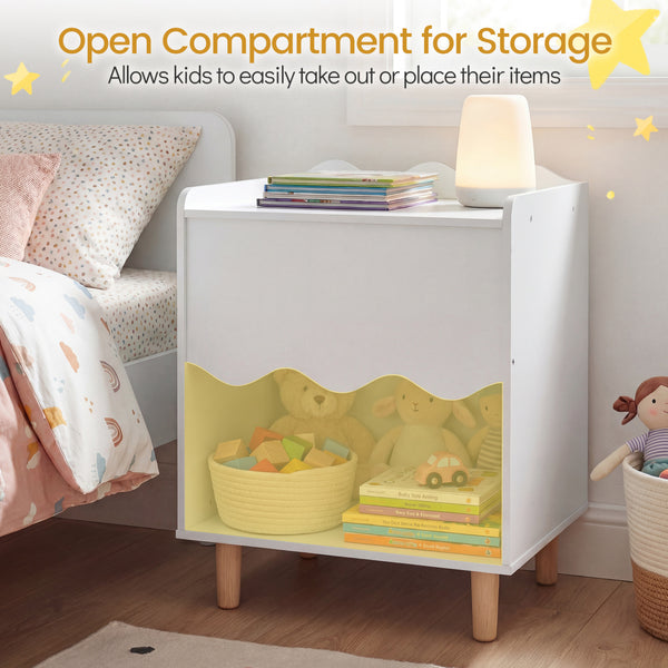 Toddler Scalloped Side Table with Wide Top & Open Compartment for Kids Room