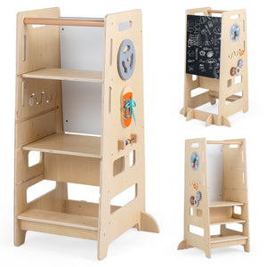 Toddler Standing Tower with Adjustable Height and Blackboard