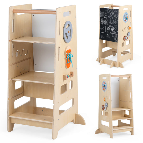 Toddler Standing Tower with Adjustable Height and Blackboard