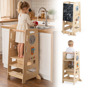 Toddler Standing Tower with Adjustable Height and Blackboard
