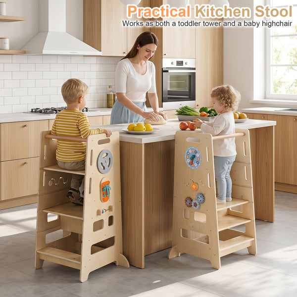 Toddler Standing Tower with Adjustable Height and Blackboard