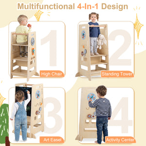 Toddler Standing Tower with Adjustable Height and Blackboard