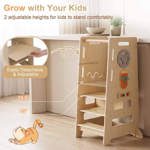 Toddler Standing Tower with Adjustable Height and Blackboard