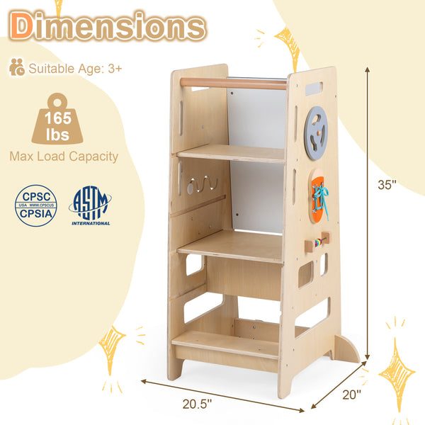 Toddler Standing Tower with Adjustable Height and Blackboard