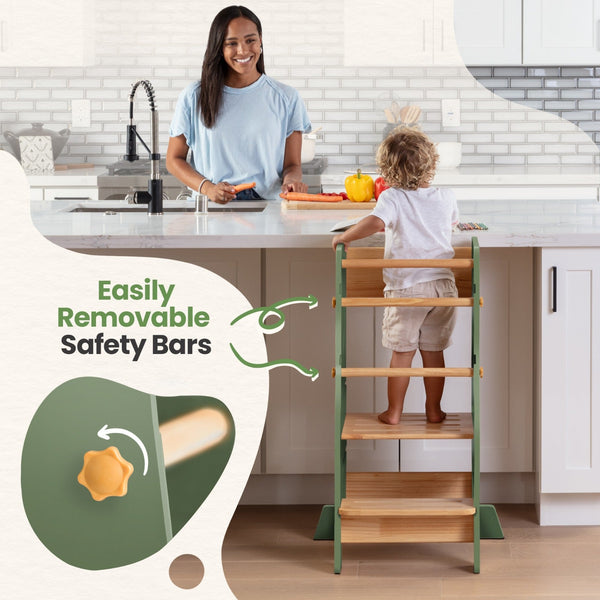 Montessori Toddler Tower Adjustable Kitchen Stool Helper
