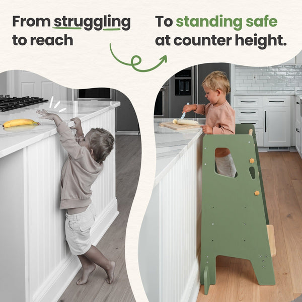 Montessori Toddler Tower Adjustable Kitchen Stool Helper